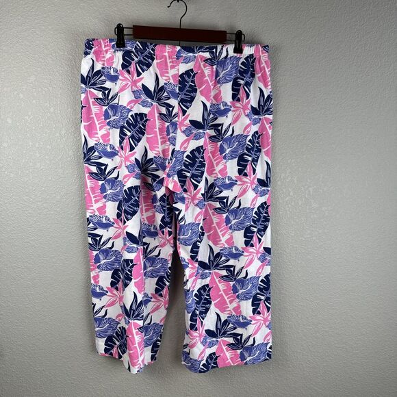 Fresh Produce Tropical Floral Capri Crop Pants Size XXL Knit Pull On Casual - Picture 4 of 5